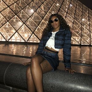 Two piece denim lace set